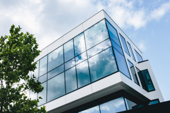 Office building windows and blue sky Office building windows and blue sky