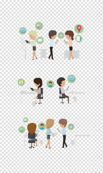 Office Icon, color work people four groups transparent background PNG clipart Office Icon, color work people four groups transparent background PNG clipart