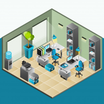 Office interior isometric design