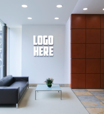 Office Room Logo Mockup with White 3D Wall Logo – GraphicsFamily