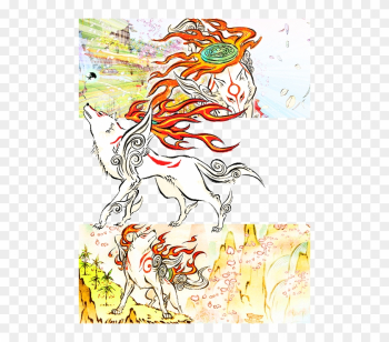 Okami Fire Wolf God Japanese Game Poster 32x24 Okami Fire Wolf God Japanese Game Poster 32x24