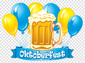 Oktoberfest illustration, Oktoberfest celebrations Beer , Oktoberfest Blue Banner with Balloons and Beers transparent background PNG clipart