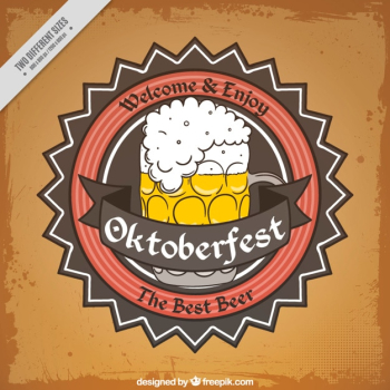 Oktoberfest vintage background  with beer badge
