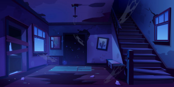 Old abandoned house hallway at night Free Vector Old abandoned house hallway at night Free Vector