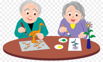 Old age Cartoon Illustration - Elderly couple 