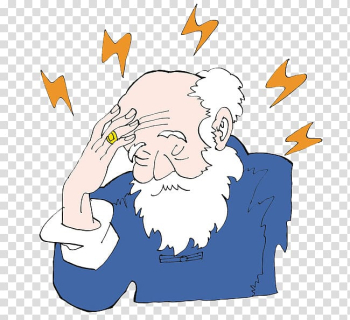 Old age Headache Illustration, Bald white-bearded old man transparent background PNG clipart
