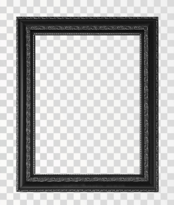 Old Antique Black Picture frame, png transparent background