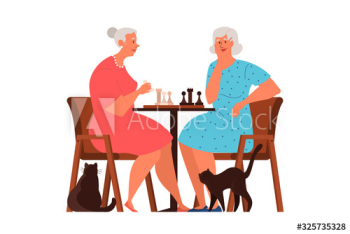 Old people play chess set Old people play chess set