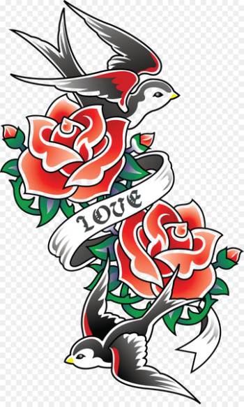 Old school (tattoo) Rose Swallow tattoo Sleeve tattoo - arm tattoo 