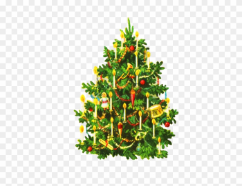 Oldfashioned Decorated Christmas Tree - Vintage Christmas Cards Christmas Tree