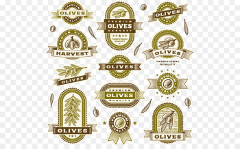 Olive Label Vintage Illustration - Gold hand painted olive label material 