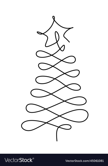 one line drawing christmas tree with star on top one line drawing christmas tree with star on top