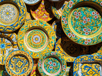 One of the typical artworks of a small town in Sicily, Erice, is the handmade colourful pottery.