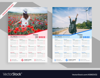 one page wall calendar design 2022