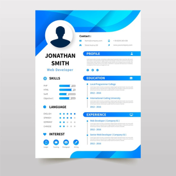 Online curriculum vitae template with blue elements Free Vector Online curriculum vitae template with blue elements Free Vector
