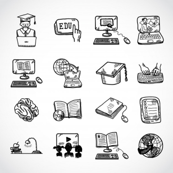 Online education icon sketch, doodle hand drawn style Online education icon sketch, doodle hand drawn style