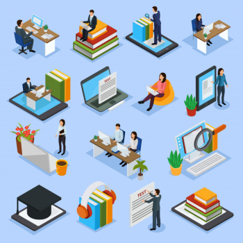 Online education isometric icons Free Vector Online education isometric icons Free Vector