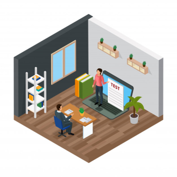 Online knowledge test isometric composition Free Vector Online knowledge test isometric composition Free Vector