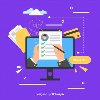 Online registration concept Free Vector Online registration concept Free Vector
