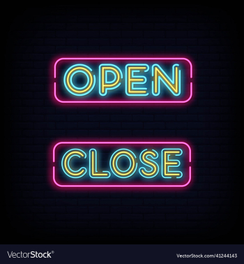open and close neon signs style text open and close neon signs style text