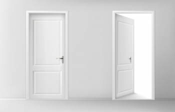 Open and closed white wooden doors Free Vector Open and closed white wooden doors Free Vector