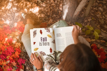 Open book mockup with halloween concept