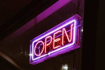 Open Neon Sign At Night Open Neon Sign At Night