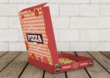 Open pizza box mockup Free Psd