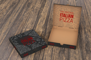 Open pizza box mockup Free Psd