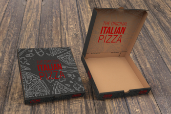 Open pizza box mockup Free Psd