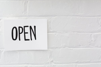 Open Sign On White Brick Open Sign On White Brick