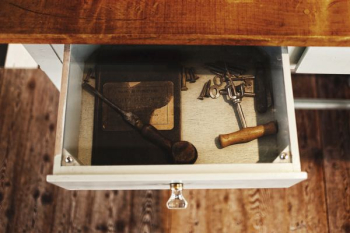 opened white wooden drawer opened white wooden drawer
