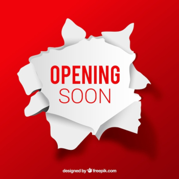 Opening soon background with paper sign