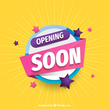 Opening soon background with typography memphis style