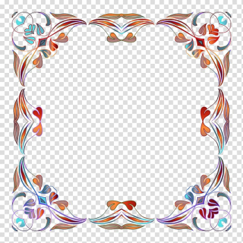 Orange and purple filigree frame, frame , Floral Border transparent background PNG clipart