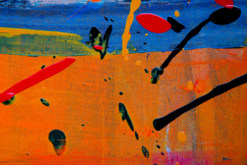 Orange, Black, and Blue Abstract Painting