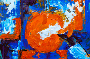 Orange, Blue, and White Abstract Painting Orange, Blue, and White Abstract Painting