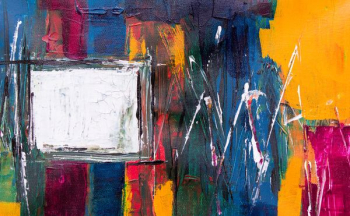 orange, blue, and white abstract painting orange, blue, and white abstract painting