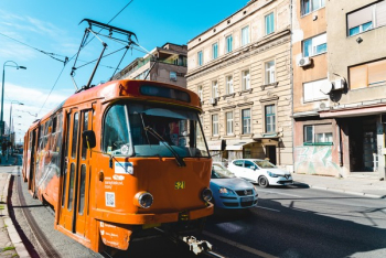 Orange Bus on Road Orange Bus on Road