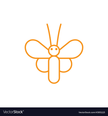 orange butterfly line art icon