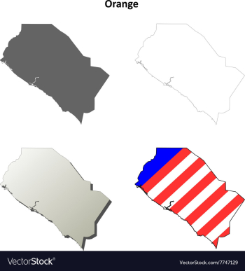 Orange County California outline map set vector image Orange County California outline map set vector image