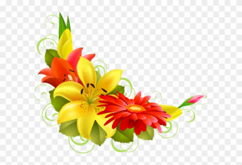 Orange Flower Clipart Corner - Corner Flower Design Png