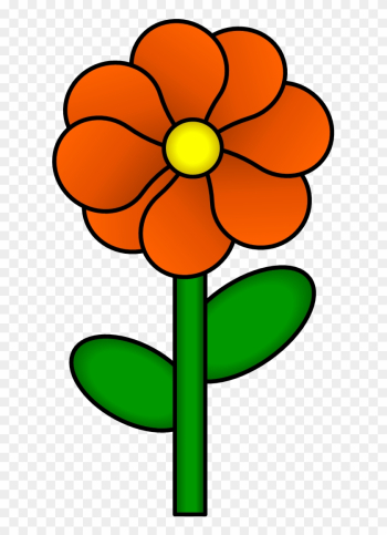 Orange Flower Clipart Flower Stem - Flower With Stem Clipart