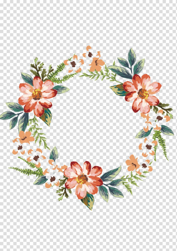 Orange flower wreath illustration, Krishna Wedding invitation Anniversary Party, Garland border transparent background PNG clipart