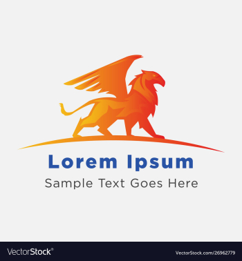 Orange griffin animal logo vector image Orange griffin animal logo vector image