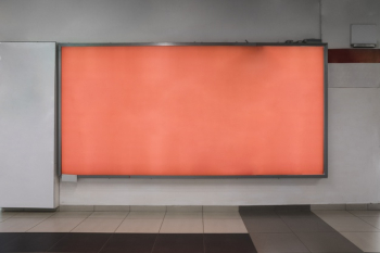 Orange indoor billboard mockup Free Photo Orange indoor billboard mockup Free Photo