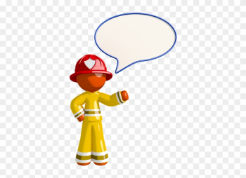 Orange Man Firefighter With Word Bubble - Firefighter Orange Man Firefighter With Word Bubble - Firefighter