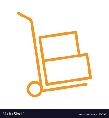 orange moving hand truck line art icon