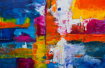 Orange, Pink, And Blue Abstract Painting Orange, Pink, And Blue Abstract Painting