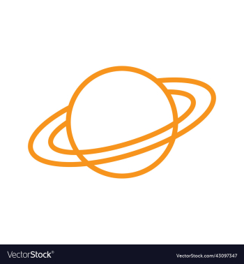 orange planet saturn line art icon orange planet saturn line art icon